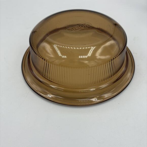 Vintage Vision Corning USA Ribbed Glass Casserole Bowl Amber V-30-B‎ - Picture 7 of 8